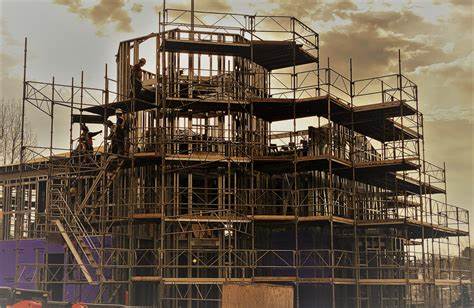 How is the industrial scaffolding erected